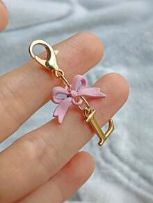 1PC New Elegant Pink Bow Key Chain, Cute English Letter Bow Keychain, Suitable For Women's Daily Use, Gift For Mom, Women's Bag DIY Backpack Pendant Charm Accessory, Wedding And Birthday Gift - Multicolor - View 28