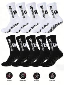 5 Pairs/10 Pairs Men's Anti-Slip Rubber Sole Football/Soccer Socks - Multicolor - View 13