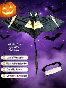 Halloween Bat Kite 1.6m, Large Bat-Shaped Long Tail Kite, Easy To Fly In Light Wind, Includes Handle And Flying Line, Suitable For Beginners, Outdoor Beach Park Holiday Party Use - Halloween Bat - View 4