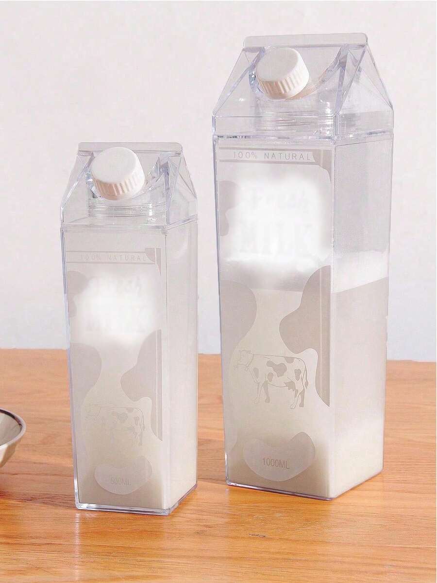 1 pieza Taza de vidrio de leche transparente cuadrada, diseño minimalista y elegante para bebidas - Vaca - Ver 1