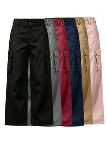 AIbart Women's Straight Leg Cargo Casual Pants, Spring/Autumn Outdoor Multi-Pocket Long Pants - Black - View 5