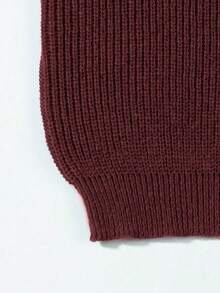 Lightweight Casual Textured Knit Sweater, Minimalist Design, Loose Fit Crew Neck Pullover For Unisex, Suitable For Autumn/Winter - Brown - View 5