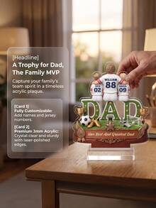 1pc Personalized Baseball Family MVP Dad Plaque, Custom Text Desk Ornament, Sports Themed Keepsake Decor, Unique Father's Day Birthday Gift From Kids For Baseball Loving Dad, Home Office Tabletop Display Decoration - Multicolor - View 5