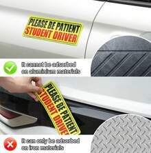 Student Driver Magnet - Please Be Patient, Magnetic Sign, 3Pcs Reflective Novice Sticker, New Driver Decal, Removable Exterior Car Accessories - ColorA - View 4