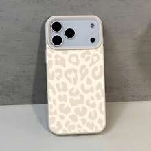 1pc White Leather Texture Minimalist Personalized Light Leopard Print Phone Case Suitable For IPhone 16 Pro Max/17/16/15/14 Plus/13/12/11/Air And Series - Multicolor - View 2