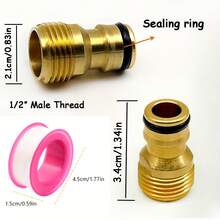 3pcs/Set Garden Hose Quick Connectors 1/2 Inch Brass Male Thread Quick Connectors With Sealing Tape, Suitable For Garden Irrigation, Watering, Car Washing, Outdoor Garden Hose Connection, Leak-Proof Quick Release Adapter - A - View 3