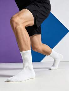 1/5/10/20 Pairs Men's Simple Mid-Calf Socks, Black & White Versatile Sports Casual Socks, Comfortable Soft Everyday Socks - Multicolor - View 5