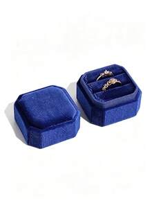 1pc Octagonal Velvet Ring Box, 2/3 Slots, Triple/Double Slot Ring Box, Wedding Ring Box, Wedding Ceremony Ring Box, Proposal Ring Box, Engagement Ring Box, Back To School Ring Box - Multicolor - View 13