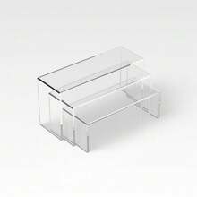 Transparent Acrylic Jewelry Display Stand, Figurine Model Storage Rack, Acrylic Tiered Display Shelf, Rectangular Acrylic Cosmetic Artwork Jewelry Storage Rack, Home Office Retail Store Desktop Decorative Shelf - Transparent - View 10