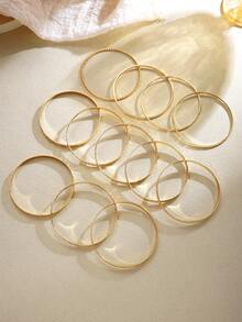 12pcs Elegant Casual Printed Heart Chain Bracelets For Women, Vacation Date Birthday Holiday Gift, Personalized Fashion Versatile - Yellow Gold - View 4