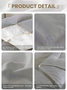 1pc Quilted Down Comforter, Ultra Soft Skin-Friendly, Grey Core, All-Season Use, Lightweight & Breathable, Down Alternative Bedding, Luxury Hotel Series Bedding, Student Dorm Essential, Room Decor, Winter Decoration - Grey - View 7