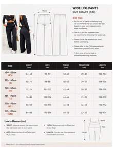 秋季通勤優雅喇叭寬腿褲，百搭時尚專業奢華，適合女性返校與聖誕節 - 黑色 - 查看 10