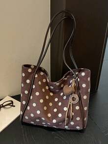 Nicekee Large Capacity Tote Bag With Polka Dot Print And Unique Knot Decoration, Suitable For Stylish Girls, Suitable For Daily Commuting And Travel - Multicolor - View 8