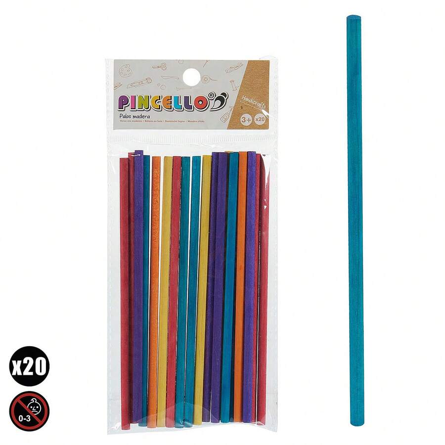 Dam Set Of 20 Round Wooden Sticks For Crafts. - Multicolor - View 1