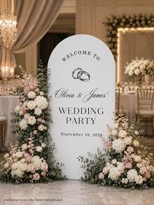 Customized Wedding Arch Fabric Decor Cover, Personalized Photo/Name/Date/Text, Polyester Double-Sided Elastic Backdrop, Party Decoration, Wedding Welcome Sign, Bridal Shower Gift, No Power Required, Suitable For Wedding, Birthday, Party - Multicolor - View 7