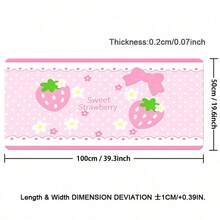 1 buah Karpet Meja Kulit Motif Bunga Bulan dan Stroberi Merah Muda Gaya Y2K yang Lucu dengan Pengait, Alas Meja PU Tahan Air dan Anti Selip untuk Meja Kantor - View 9