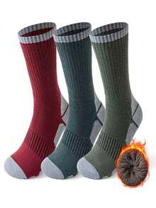 1/3 Pairs Men's Wool Socks, Terry Socks, Sports Socks, Anti-Slip, Warm, Soft, Shock-Absorbing, Anti-Friction, Durable - Multicolor - View 9
