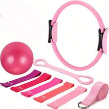 Satu set perlengkapan olahraga rumahan yang berisi 5 jenis resistance band, termasuk peralatan Pilates penting seperti cincin Pilates, bola latihan mini, tali yoga, dan resistance band. - MultiWarna - View 1
