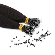 0.7G/S Premium Nano Ring Beads Human Hair Extensions 100% Real Remy Hair Invisible Mini Beads 35G/PACK 18"-24" #1B Natural Black - #1B Natural Black - View 16
