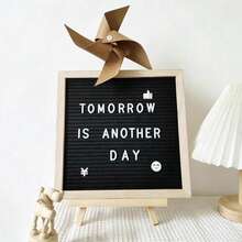1pc Creative Felt Letter Board Square Oak Wood Message Board, Wall-Mounted Tripod Letter, Suitable For Birthday, Housewarming Gift, Party, Home Decor - 1PC - View 1