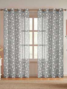 1pc/2pcs Premium Boho Style Embroidered Sheer Curtains For Living Room & Bedroom, Minimalist Line Art Voile Drapes, Fade Resistant Soft Light Blocking Breathable Home Decor, Easy To Install And Maintain - Grey - View 8
