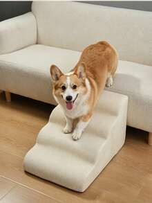Tangga Ramp Panjat Hewan Peliharaan Satu Lapisan Warna Beige, Alas Anti Selip, Pijakan Busa Lembut Tahan Aus dengan Penutup Kain yang Dapat Dilepas dan Dicuci, Tangga Penopang Sendi untuk Anjing Senior, Hewan Peliharaan yang Cedera dan Hewan Peliharaan dengan Nyeri Sendi, Penggunaan untuk Menaiki Tempat Tidur/Sofa di Dalam Ruangan - Krem - View 6