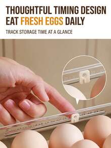 1pc 3-Layer 30-Egg Capacity Egg Tray With Date Scale, Automatic Flip Lid Egg Storage Box, Kitchen Refrigerator Egg Fresh-Keeping Box, Egg Storage Organizer - Multicolor - View 4