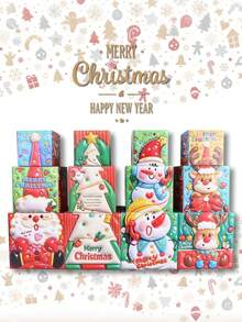 3pcs/Set Kotak Hadiah Dekorasi Natal, Kotak Hadiah Kertas Kartun, Dekorasi Pajangan, Kotak Hadiah untuk Dekorasi Jendela Pohon Natal, Cocok untuk Pesta Natal, Pernikahan, Ulang Tahun, Kotak Kemasan Lipat, Dekorasi Meja Makan Rumah untuk Pesta Liburan, Hadiah Terbaik untuk Teman dan Keluarga - Berbagai gaya - View 6