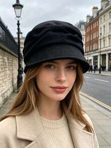 1pc Women's Beret Hat, Vintage Newsboy Cap, Pleated Beret, Suitable For Travel, Commuting, Street Style, Fashion Accessory - Stacked Berets - View 2