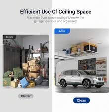 4x8 Ft Garage Ceiling Storage Rack, White |   Weight Capacity 750 Pounds, 22-40inch Adjustable Storage System, Heavy-Duty Metal Roof Rack, Classic Series - White - View 3