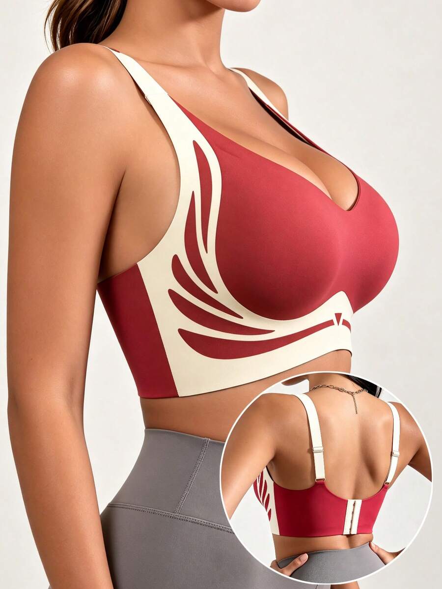 Soft Seamless Lightweight Push-Up Bra, Lifts Large Bust, Elegant And Comfortable - Red - View 1