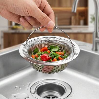 1pc Kitchen Sink Strainer, Iron Sink Drain Filter, Kitchen Accessory, Food Debris Collector, Suitable For Most Sink Drains, Kitchen Sink Basket Strainer, Iron Sink Filter, Valentine's Day, Wedding, Birthday, Kitchen, Kitchen Accessory
