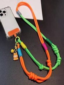 2pcs/1pc Colorful Contrast Doll Bell Crossbody Phone Lanyard, Smartphone Shoulder Bag Strap, Smartphone Protective Case Lanyard, Phone Accessories Keychain Phone Chain, Bag Charm Keyring, Girl's Anti-Loss Phone Shoulder Strap With Universal Phone Patch, Halloween - Multicolor - View 4
