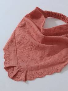 1件原創花卉刺繡捲邊頭巾髮帶，適合女性日常與度假使用 - 西瓜紅 - 查看 3