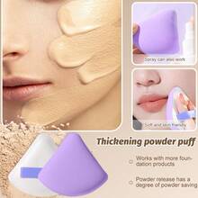 21Pcs Purple Cosmetic Sponges Triangle Powder Puffs Finger Puffs Bow Hairband Ultra Soft For Foundation Concealer Powder Blending Makeup Tool Kit For Beginners - Purple - View 7
