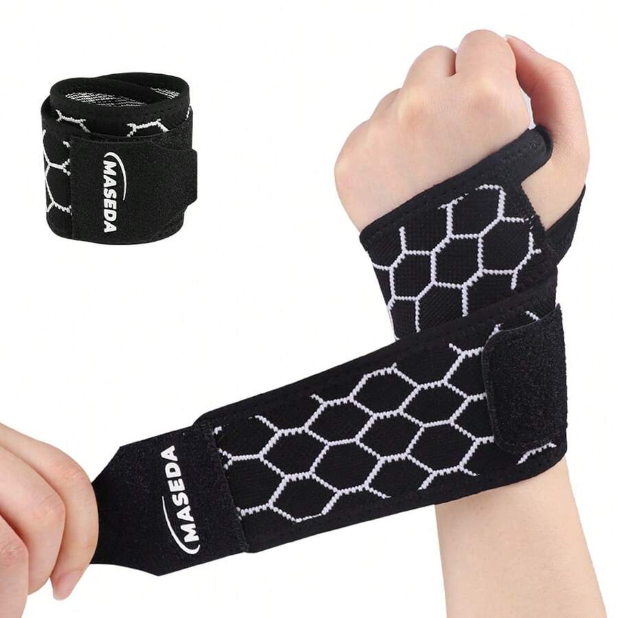 1 buah Gelang Kompresi Pergelangan Tangan Olahraga yang Dapat Diatur, Penyangga Sendi Pergelangan Tangan, Nyaman dan Bernapas, Cocok untuk Olahraga Pria dan Wanita, Kebugaran, Tenis - Hitam - View 1