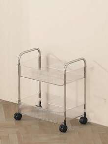 3‑Tier Rolling Storage Cart, Transparent Acrylic Utility Trolley With Side Hanging Baskets & Wheels, Multi‑Purpose Organizer For Bathroom Bedroom Office - Multicolor - View 10