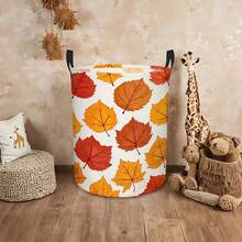 1PC Neon Game Controller Print Round Laundry Basket Large Capacity Storage Hamper With Handles For Bedroom Dorm Home Organization Collapsible Portable Lightweight Waterproof Container Clothes Organizer - Orange - View 5