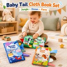 1pc Baby Early Learning Cloth Book 3D Tail Design With Crinkle Paper And BBi Squeaker, Suitable For Baby Tracking, Listening, Visual Learning, Cognitive Development And Sensory Activities - Multicolor - View 5