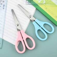 1pc Stainless Steel Round Tip Scissors, Precise Cutting For Paper, Fabric And String, Multi-Functional Household Tool, Sewing Craft Cutting Scissors, Comfortable Grip, Durable Design - Multicolor - View 4
