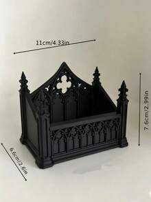 Gothic Cathedral Style Business Card Holder, Desktop Organizer Box, Home Decor, Multi-Functional Storage Tray, Includes Gift Bag, Suitable For Storing Notes/Jewelry/Small Cards/Photos/Dried Flower Gifts/Office Desk Storage/Bills/Dark Style Cafe Decor - Multicolor - View 4