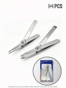2026 New Thick Stainless Steel Eyebrow Tweezers, Non-Slip Handle With Riveted Lever Design, Effortless Use, Suitable For Eyebrow And Beard Plucking, Pointed And Wide Tips Available - Multicolor - View 8