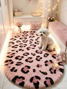 1pc Pink Leopard Print Decorative Rug, Love & Healing Bedroom Decor, Small Rug, Carpet, Home Decor, Living Room Rug, Living Room Small Rug, Bedroom Rug, Living Room Home Decor, Outdoor Rug, Washable Rug - Multicolor 3 - View 7