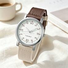 Plastic Case Canvas Strap Women's Quartz Wristwatch, Minimalist Fashion Fresh Neutral Wristwatch, Academic Style - Mouldless - View 4
