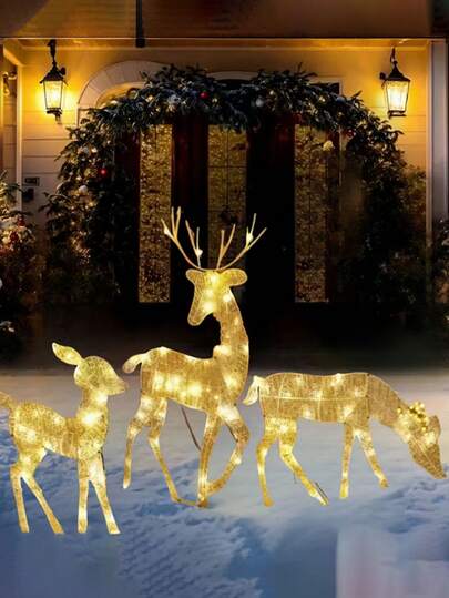 1pc Christmas Garden Reindeer Decorative Light, Battery Powered, Outdoor Yard Glowing Deer Home Decor Light, Christmas Reindeer Outdoor Ornament, Suitable For Indoor And Outdoor Scenes, Christmas Outdoor Decoration, Christmas Decorative Light, Holiday Home Decor