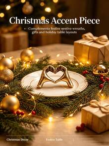 Fashionable Gold Heart-Shaped Mini Statue, Metal Craft Decorative Ornament, Suitable For Home And Office Desktop Display, Collectible Small Sculpture, Ideal Holiday Gift For Halloween, Thanksgiving, Christmas And Personal Collection - Multi-color - View 2
