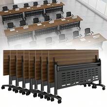 Mesa de conferencias plegable móvil con ruedas silenciosas, mesa de entrenamiento de madera grande de 47 pulgadas para oficina, aula y seminario, diseño modular para uso versátil - A-120cm/47.2cm - Ver 11