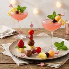 100pcs Rose Gold Star Shaped Cocktail Picks, Bamboo Fruit Appetizer Skewers, Suitable For Wedding Birthday Party Supplies - Pink - View 3