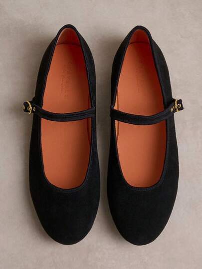 océvelle Women's Comfortable Dressy Fall Shoes, Solid Color Elegant Fashion Vacation Party Commute Basic Business Retro Preppy College Shoes Party Home Outdoor Holiday Office Autumn Ballet Shoes Minimalist Premium Style Mary Jane Urban Commute Elegant Black Round Toe Suede