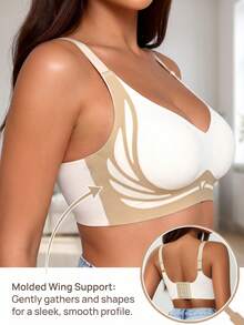 Women's Colorblock Wireless Tank Bra, Elegant Comfortable Lingerie - White - View 11